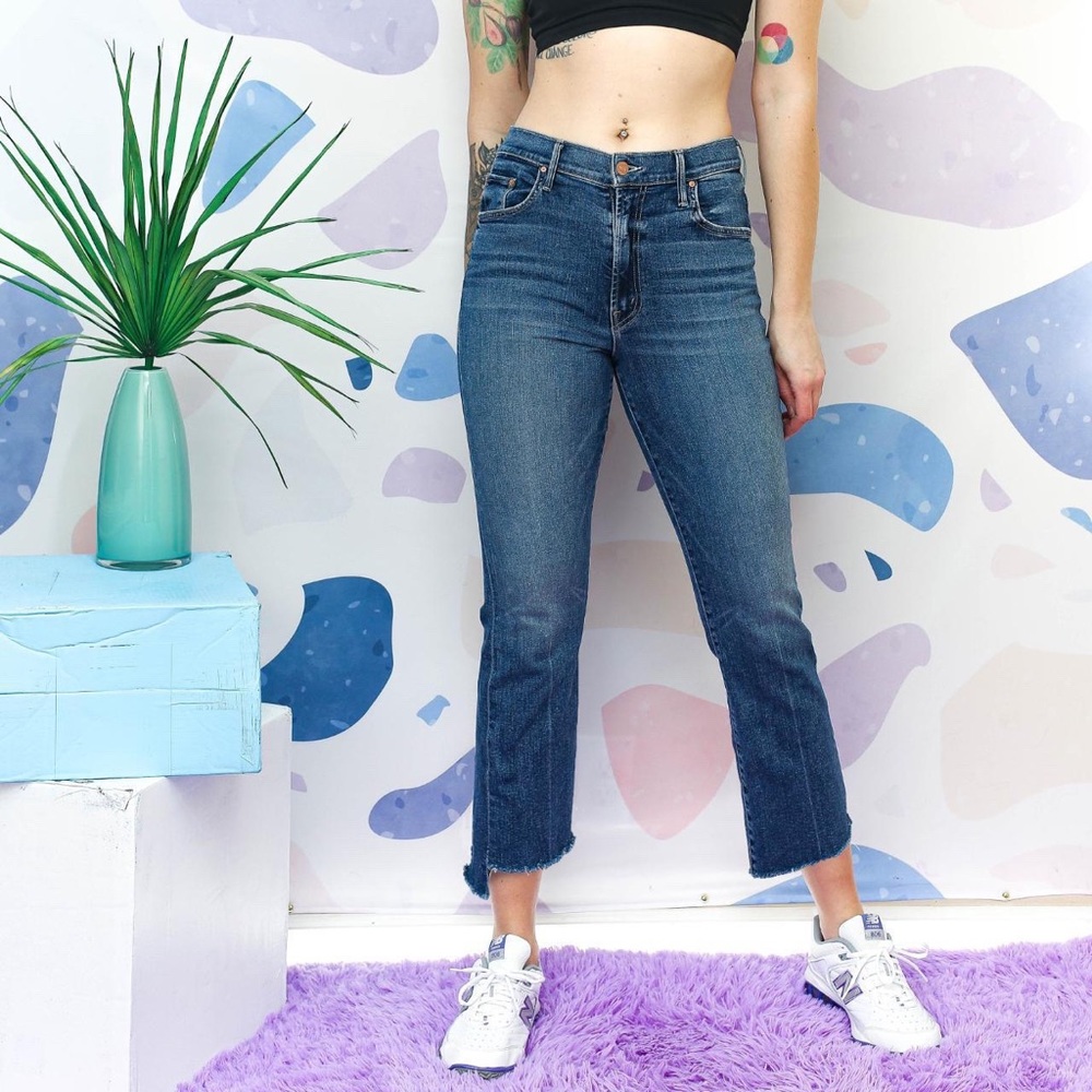 Mother The Insider Crop Step Fray Straight Leg Jeans